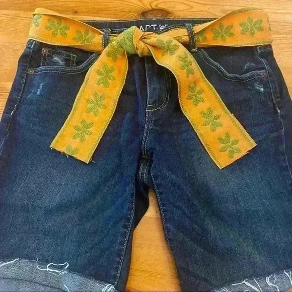 Apt. 9 denim shorts with embroidered belt - Picture 1 of 7